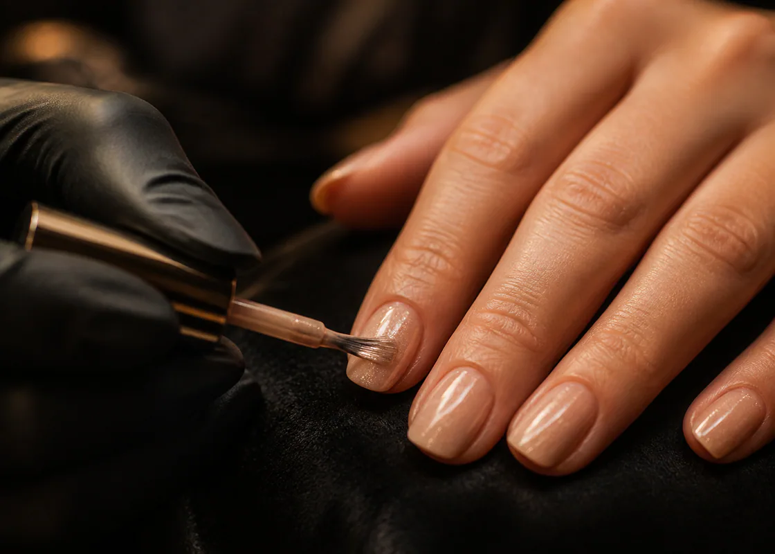 Manicure in progress